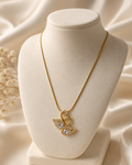 Elegant Double Swan Crystal Gold-Plated Pendant Necklace