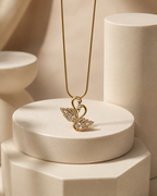 Elegant Double Swan Crystal Gold-Plated Pendant Necklace
