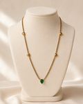 Emerald Heart Charm Gold-Plated Long Necklace