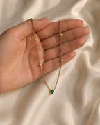 Emerald Heart Charm Gold-Plated Long Necklace