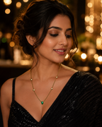 Emerald Heart Charm Gold-Plated Long Necklace