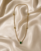 Emerald Heart Charm Gold-Plated Long Necklace