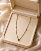 Emerald Heart Charm Gold-Plated Long Necklace