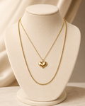 Minimal Gold Heart Pendant Layered Necklace Set