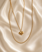 Minimal Gold Heart Pendant Layered Necklace Set