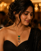 Multicolour Triple Butterfly Crystal Drop Necklace