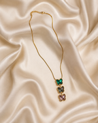 Multicolour Triple Butterfly Crystal Drop Necklace
