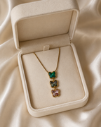 Multicolour Triple Butterfly Crystal Drop Necklace