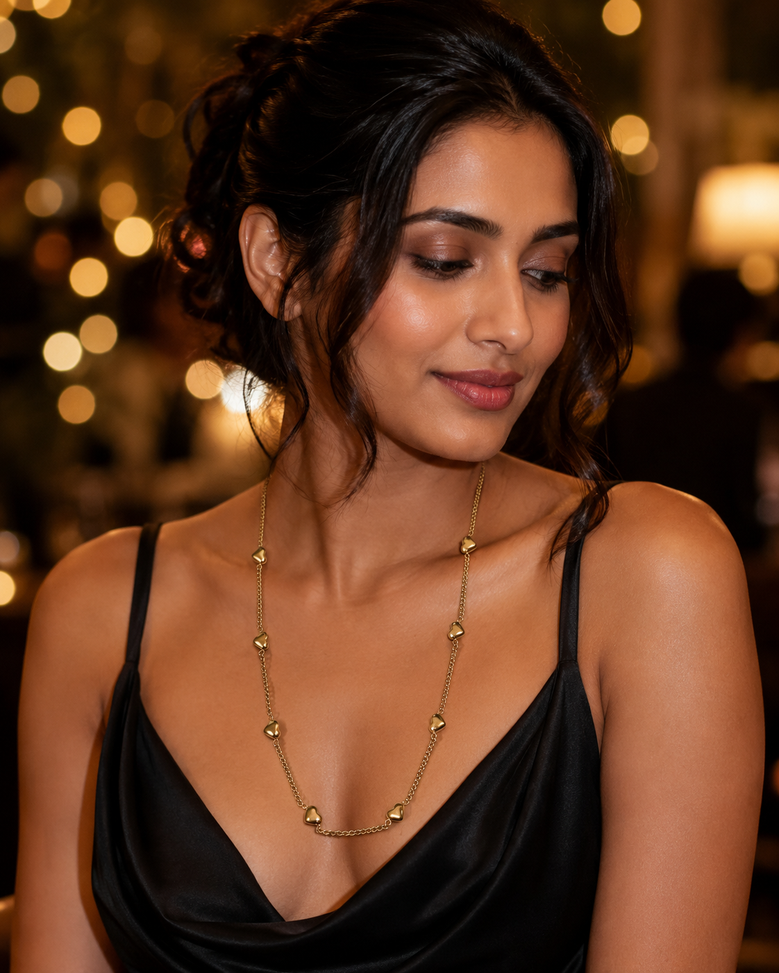 Minimal Heart Station Gold-Plated Long Necklace