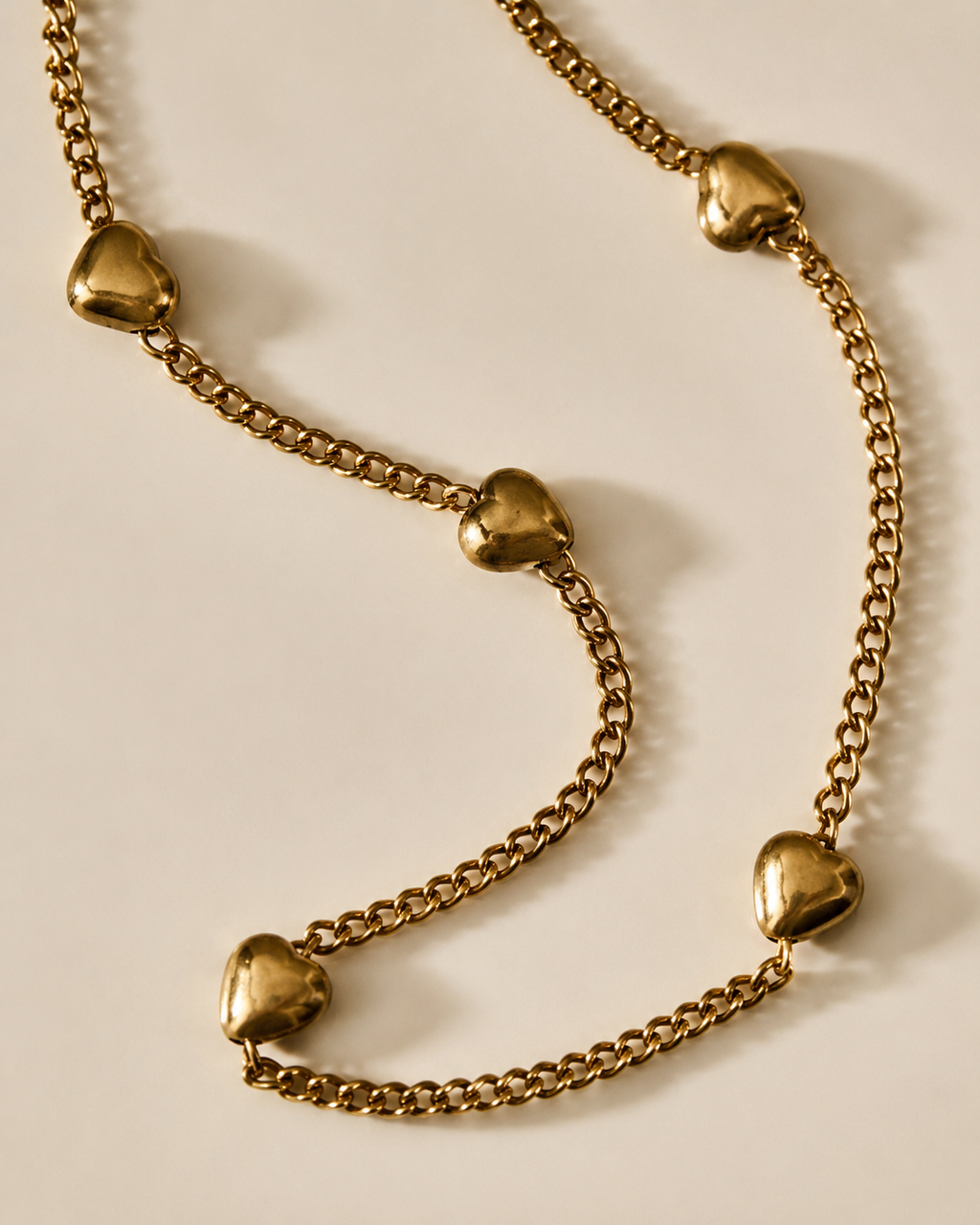Minimal Heart Station Gold-Plated Long Necklace