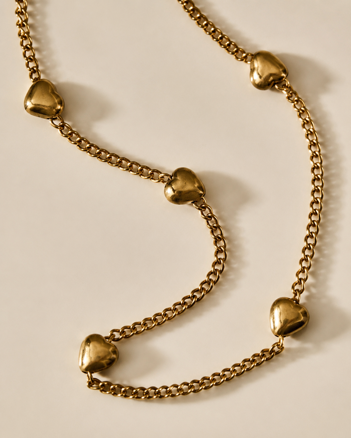 Minimal Heart Station Gold-Plated Long Necklace
