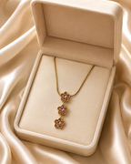 Blush Pink Triple Floral Crystal Drop Necklace