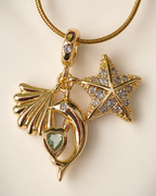 Sea Charm Starfish Shell Gold-Plated Pendant Necklace