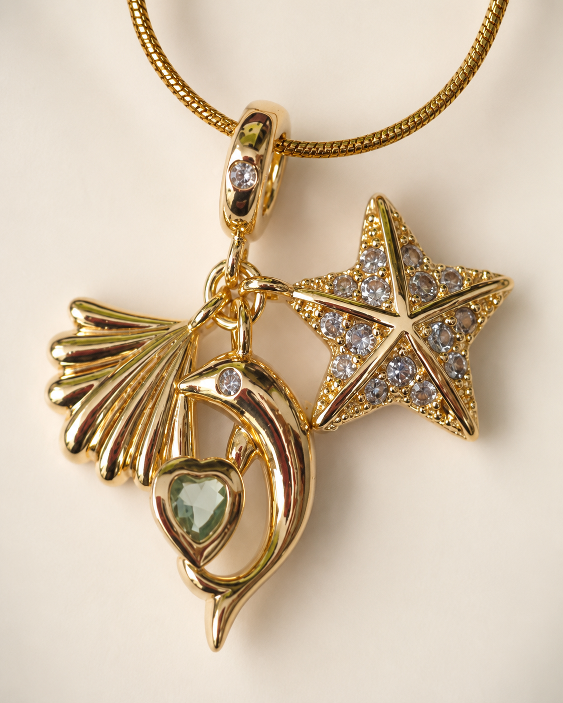 Sea Charm Starfish Shell Gold-Plated Pendant Necklace