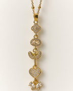 Crystal Heart Butterfly Long Drop Gold-Plated Necklace