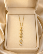Crystal Heart Butterfly Long Drop Gold-Plated Necklace