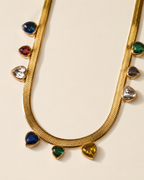 Multicolour Heart Charm Gold-Plated Herringbone Necklace