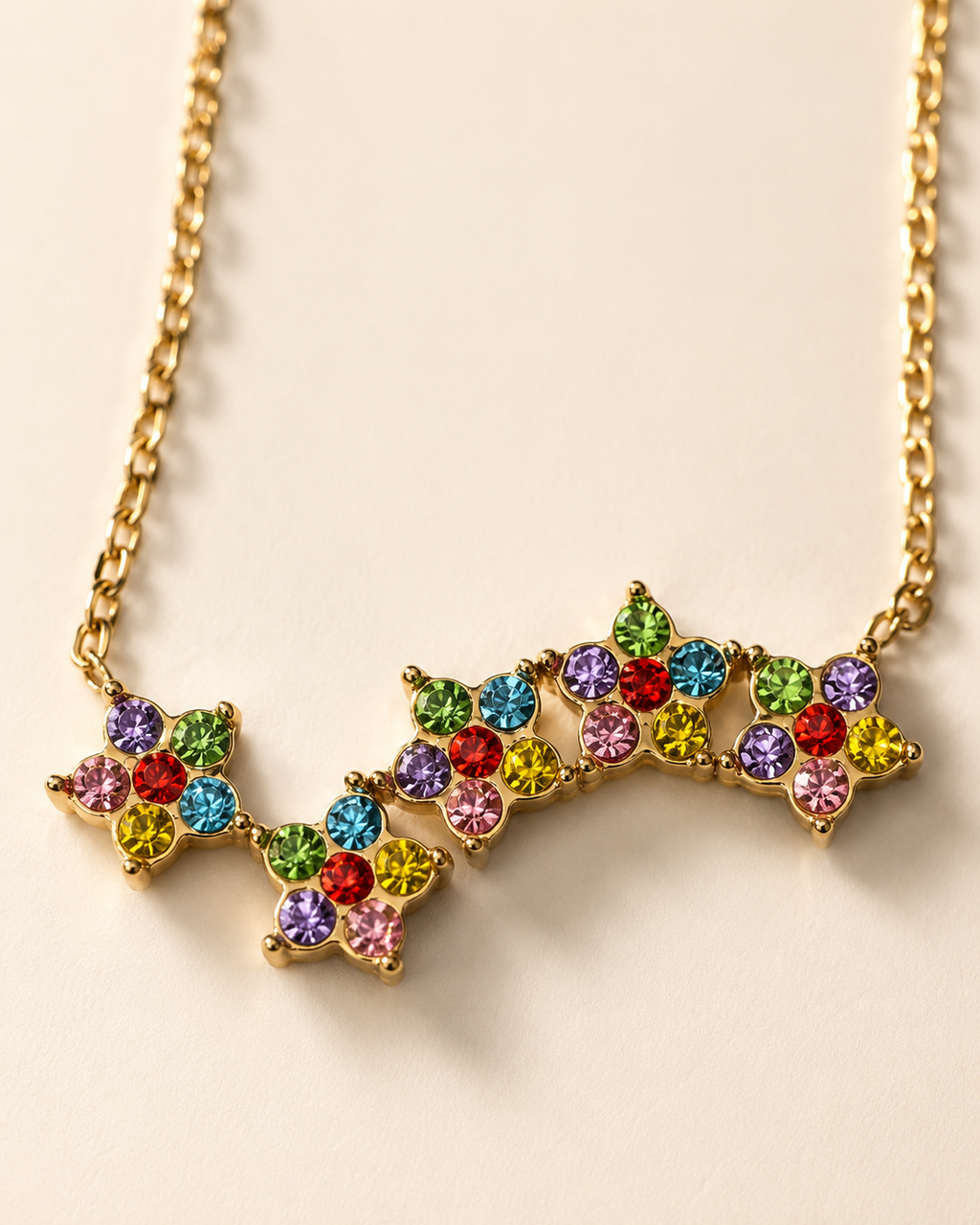 Multicolour Floral Cluster Gold-Plated Necklace