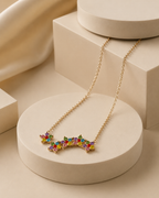 Multicolour Floral Cluster Gold-Plated Necklace