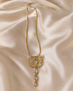 Crystal Butterfly Gold-Plated Tassel Pendant Necklace