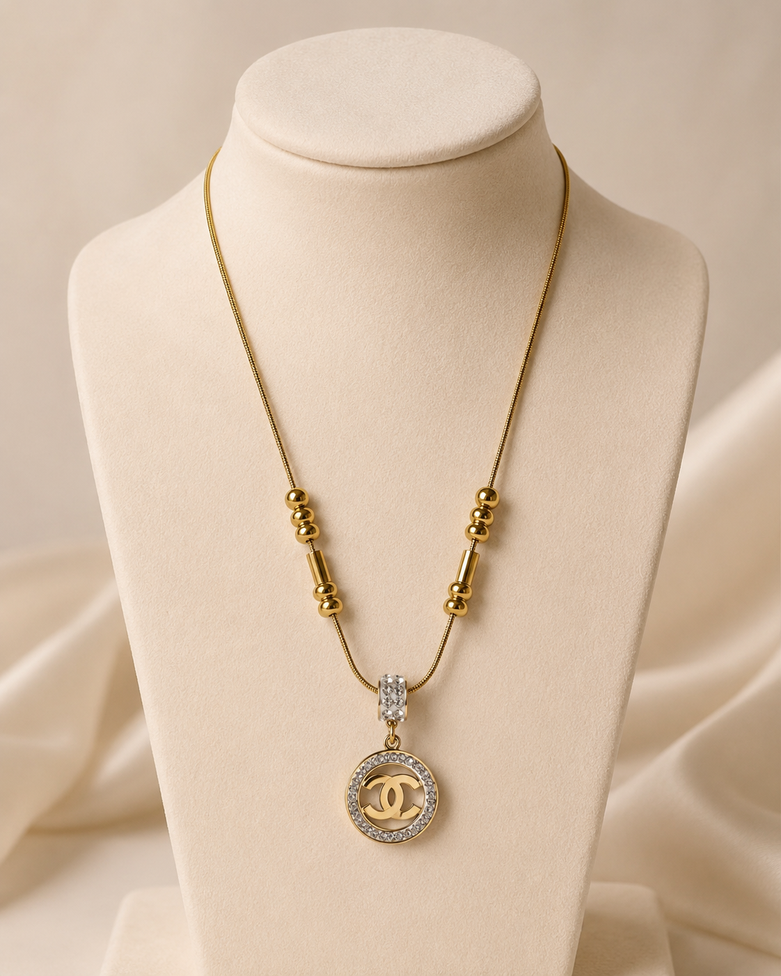 Interlocking C Round Pendant Gold-Plated Necklace