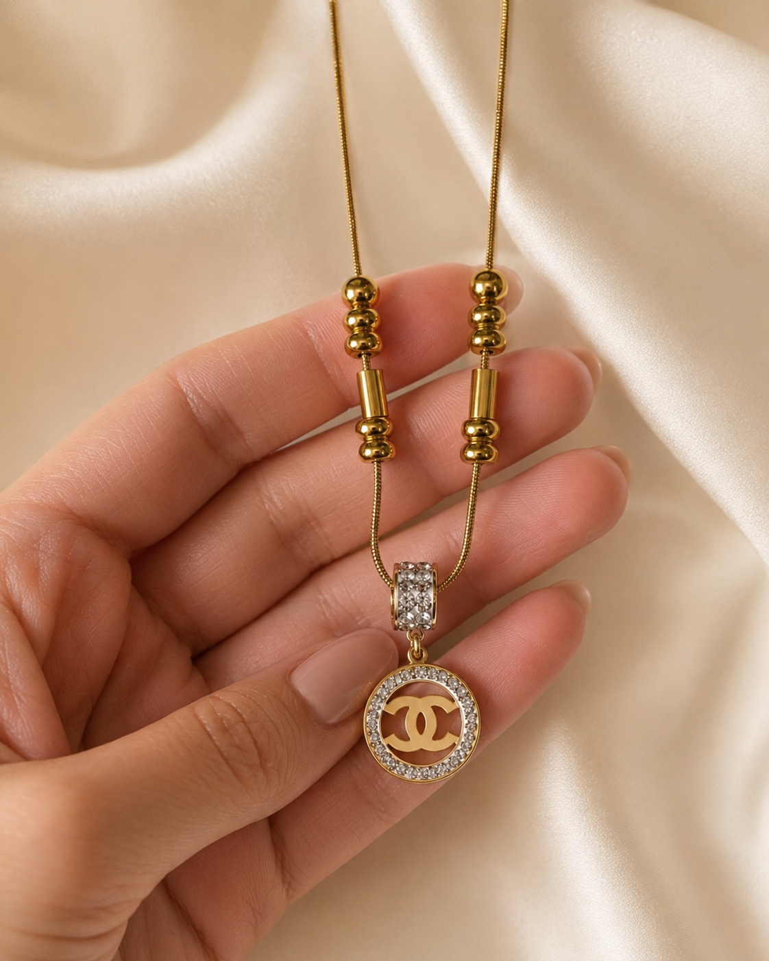 Interlocking C Round Pendant Gold-Plated Necklace