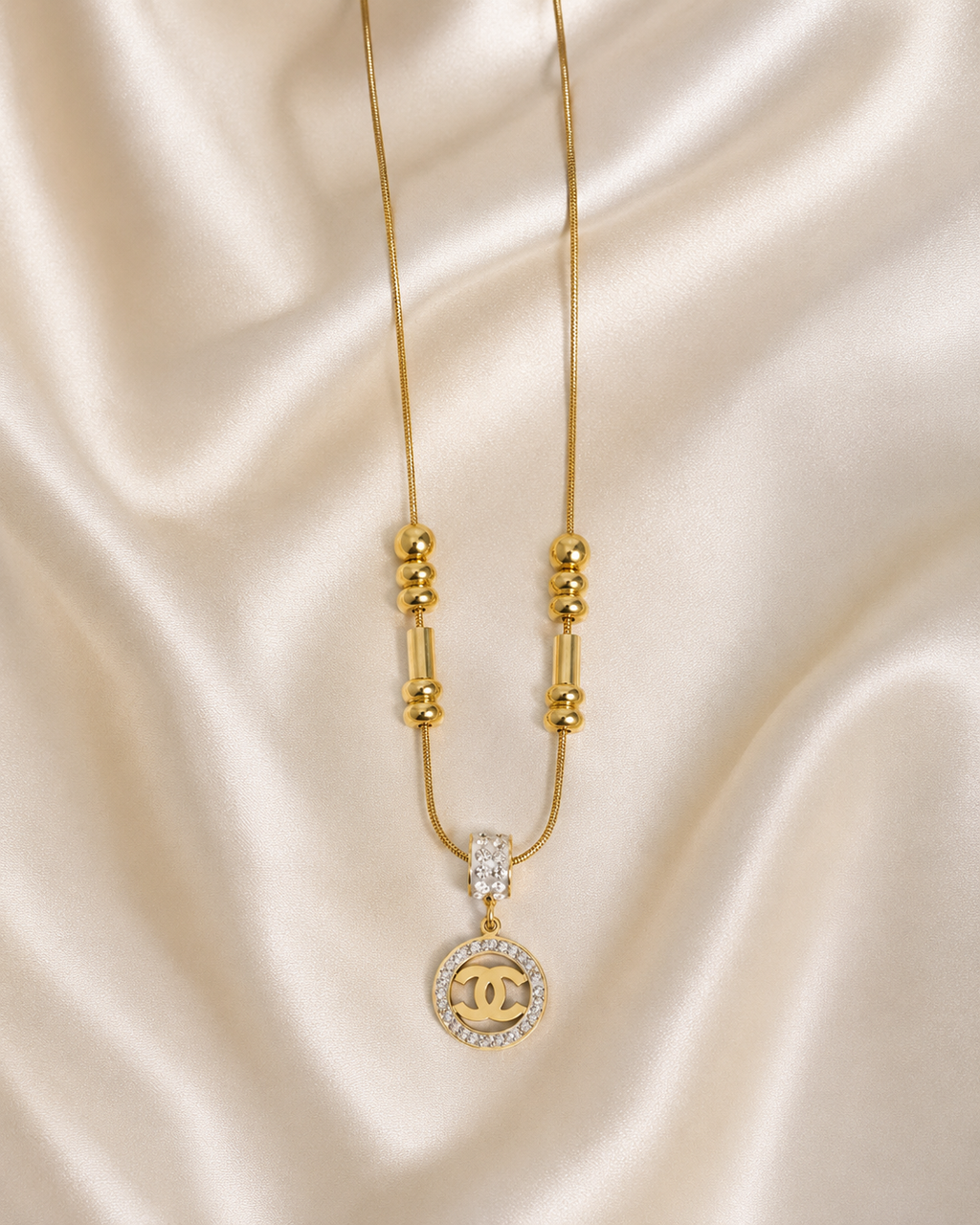 Interlocking C Round Pendant Gold-Plated Necklace