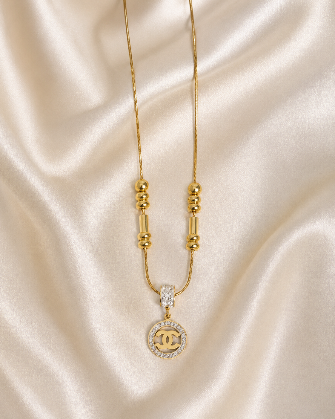 Interlocking C Round Pendant Gold-Plated Necklace