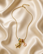 Cute Unicorn Donut Charm Gold-Plated Necklace