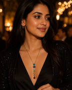 Multicolour Gemstone Vertical Drop Gold-Plated Necklace