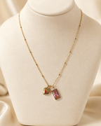 Golden Heart & Pink Charm Necklace