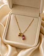 Golden Heart & Pink Charm Necklace