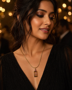 Amber Glow Rectangle Pendant Necklace