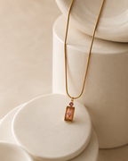Amber Glow Rectangle Pendant Necklace