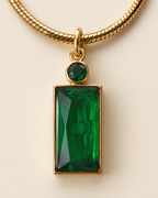 Emerald Shine Rectangle Pendant Necklace