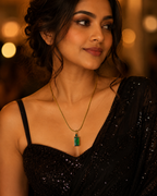 Emerald Shine Rectangle Pendant Necklace