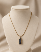 Classic Black Rectangle Pendant Necklace