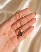 Classic Black Rectangle Pendant Necklace