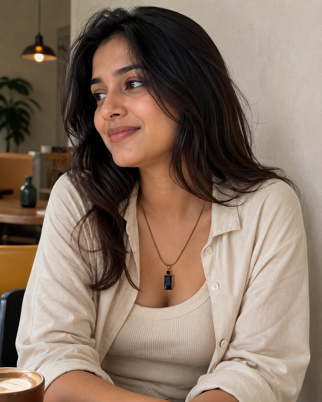 Classic Black Rectangle Pendant Necklace