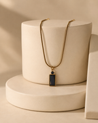 Classic Black Rectangle Pendant Necklace