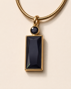 Classic Black Rectangle Pendant Necklace