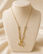 Clear Floral Vine Bow Necklace