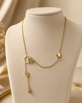 Asymmetrical Floral Charm Necklace