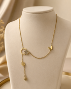 Asymmetrical Floral Charm Necklace