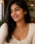 Asymmetrical Floral Charm Necklace