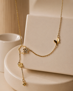 Asymmetrical Floral Charm Necklace