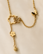 Asymmetrical Floral Charm Necklace