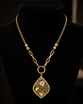 Lattice Teardrop Charm Necklace