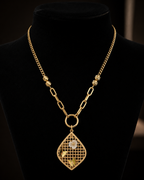 Lattice Teardrop Charm Necklace