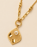 Lattice Teardrop Charm Necklace